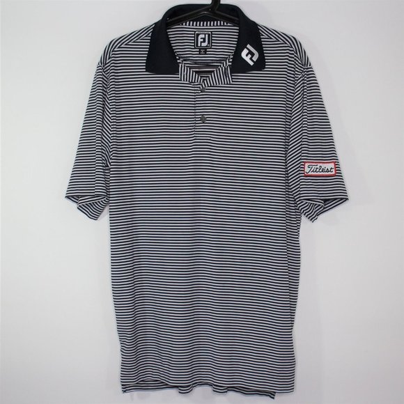 FootJoy Mens Medium Tilteist Striped Performance Golf Polo Shirt G1033 - Picture 1 of 5